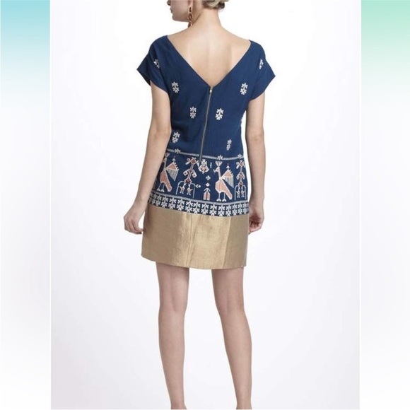 Anthropologie Floreat Avian Myth Embroidered Shift Dress Mediterranean Scandi - Picture 7 of 7